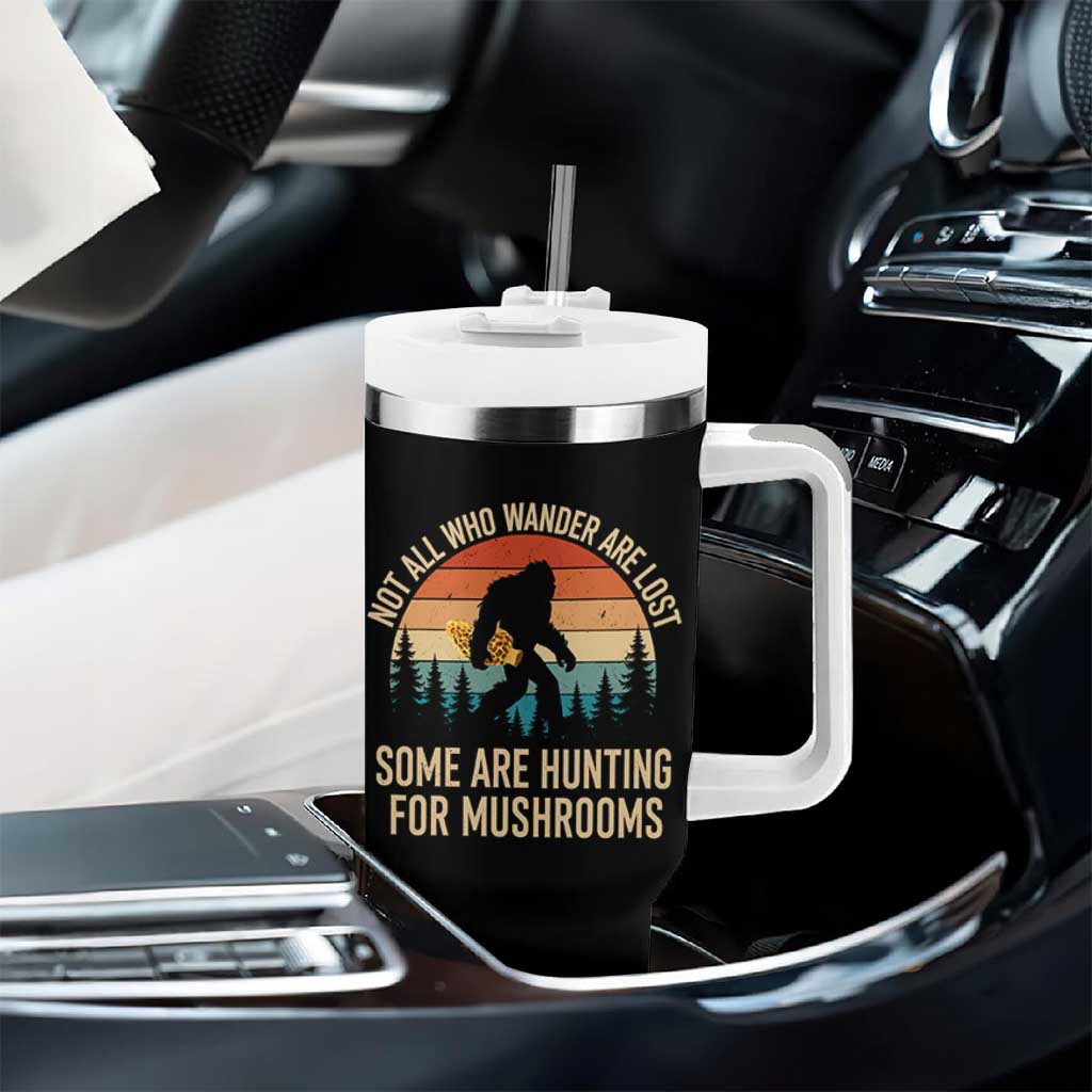 Bigfoot Mushroom Lovers Tumbler With Handle Retro Sasquatch Fungi Morel Mushroom