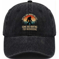 Bigfoot Mushroom Lovers Washed Cotton Baseball Cap Retro Sasquatch Fungi Morel Mushroom
