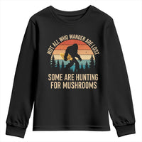 Bigfoot Mushroom Lovers Youth Sweatshirt Retro Sasquatch Fungi Morel Mushroom