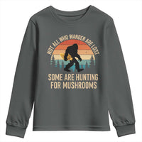 Bigfoot Mushroom Lovers Youth Sweatshirt Retro Sasquatch Fungi Morel Mushroom