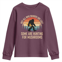 Bigfoot Mushroom Lovers Youth Sweatshirt Retro Sasquatch Fungi Morel Mushroom