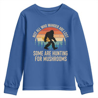 Bigfoot Mushroom Lovers Youth Sweatshirt Retro Sasquatch Fungi Morel Mushroom
