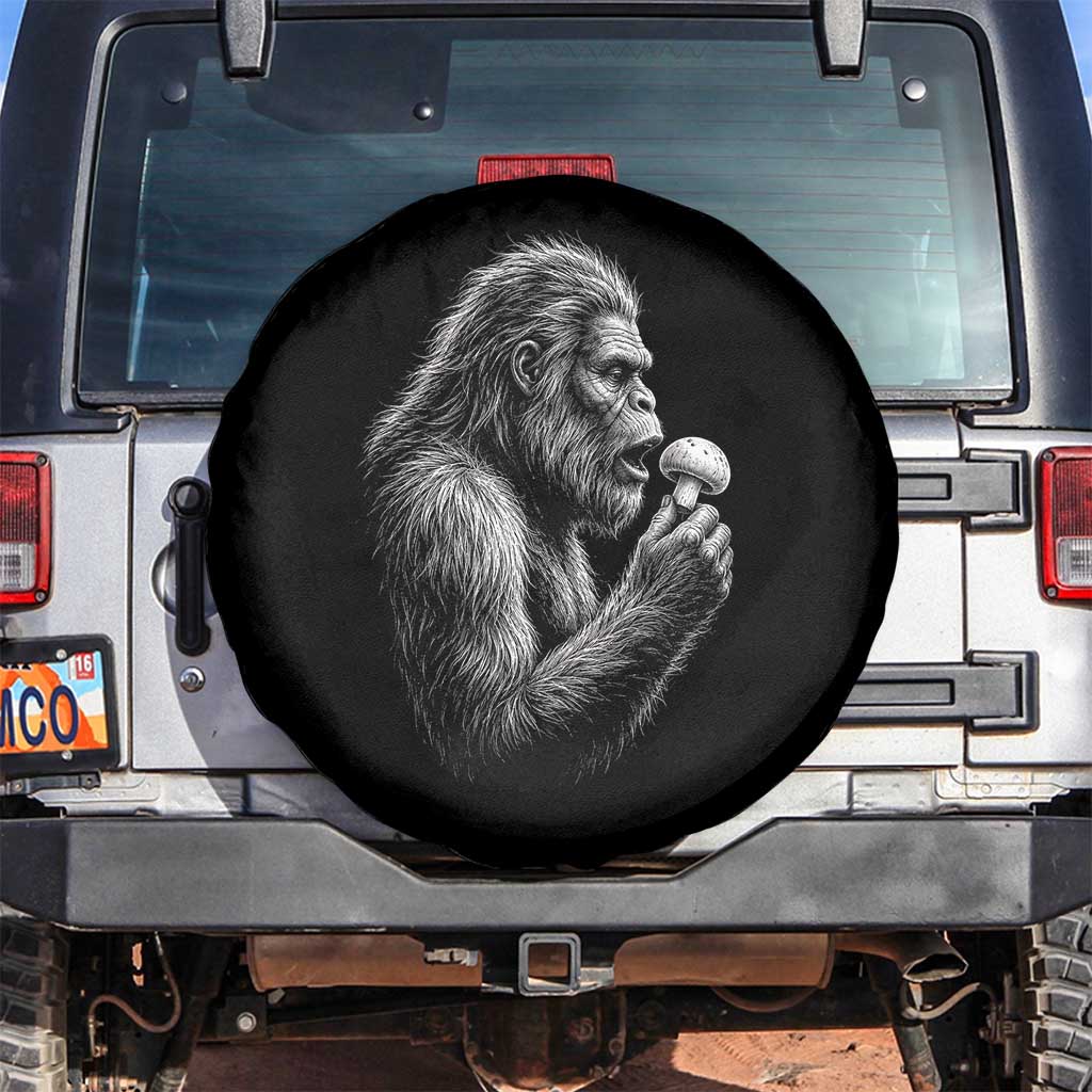 Bigfoot Mushroom Spare Tire Cover Vintage Sasquatch Art Mystical Nature Lover Retro