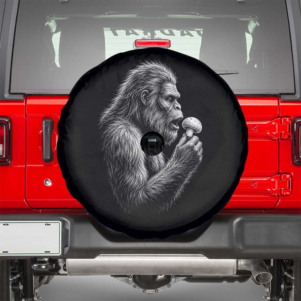 Bigfoot Mushroom Spare Tire Cover Vintage Sasquatch Art Mystical Nature Lover Retro