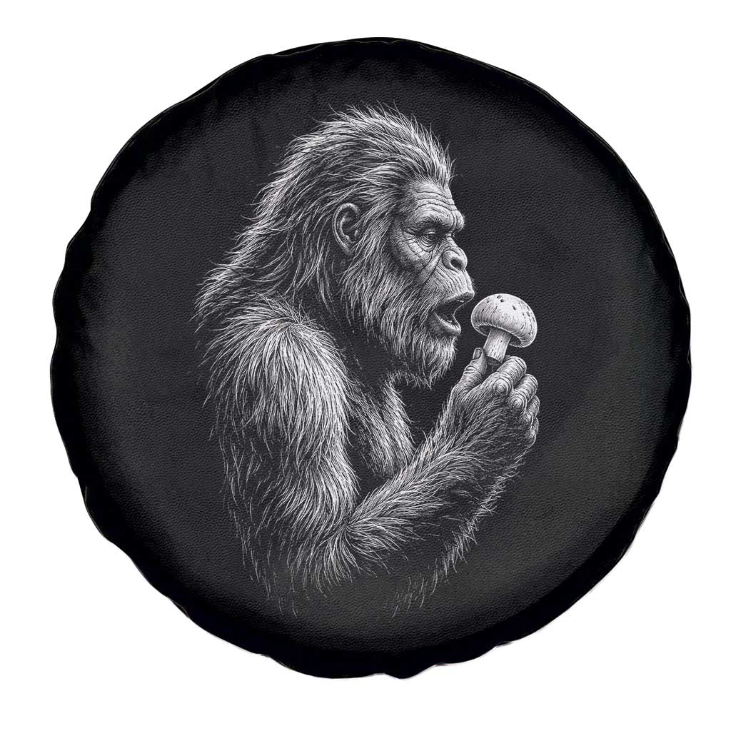 Bigfoot Mushroom Spare Tire Cover Vintage Sasquatch Art Mystical Nature Lover Retro