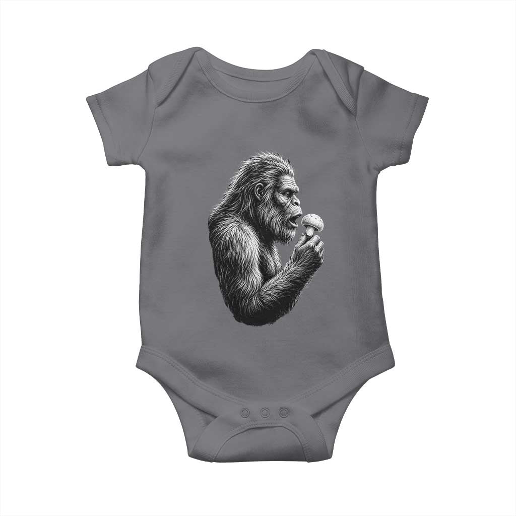 Bigfoot Mushroom Baby Onesie Vintage Sasquatch Art Mystical Nature Lover Retro