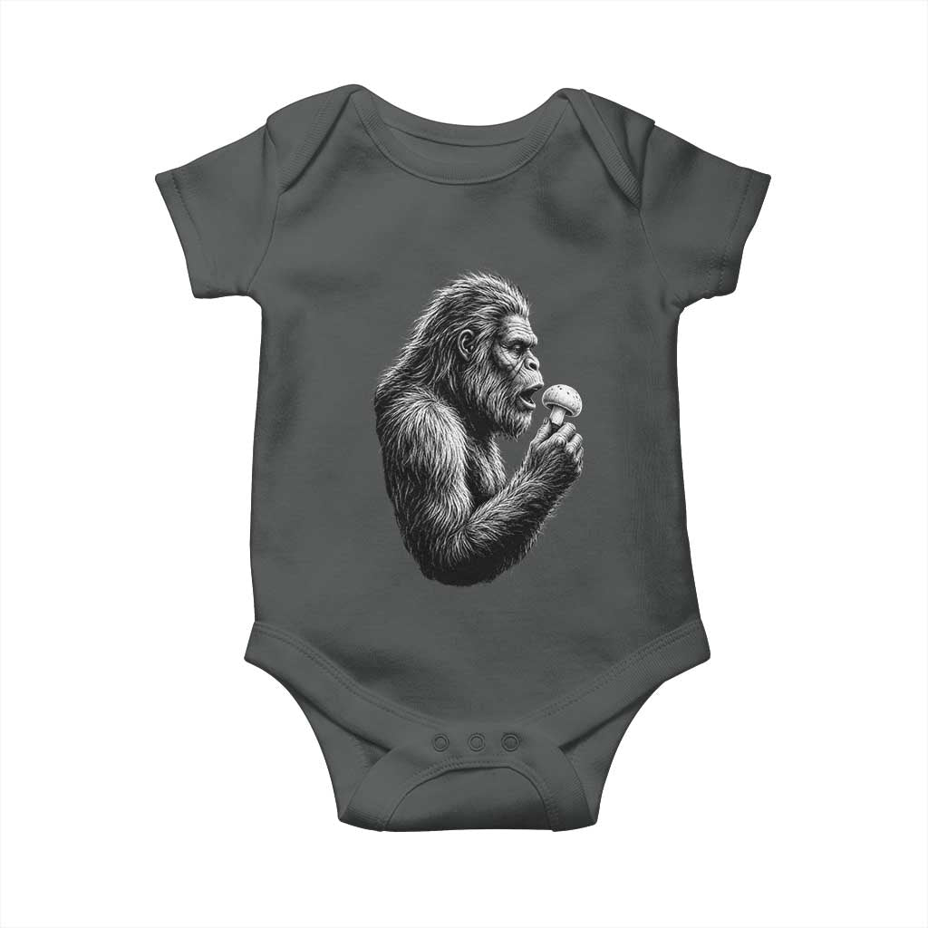 Bigfoot Mushroom Baby Onesie Vintage Sasquatch Art Mystical Nature Lover Retro