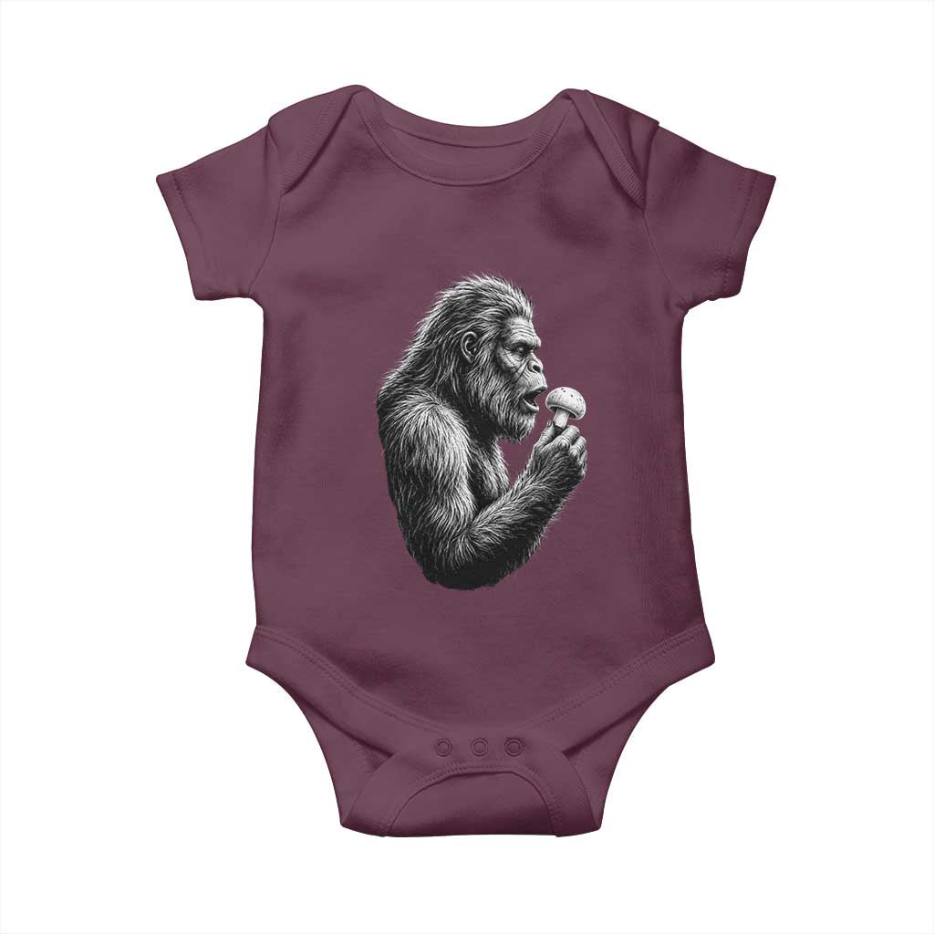 Bigfoot Mushroom Baby Onesie Vintage Sasquatch Art Mystical Nature Lover Retro