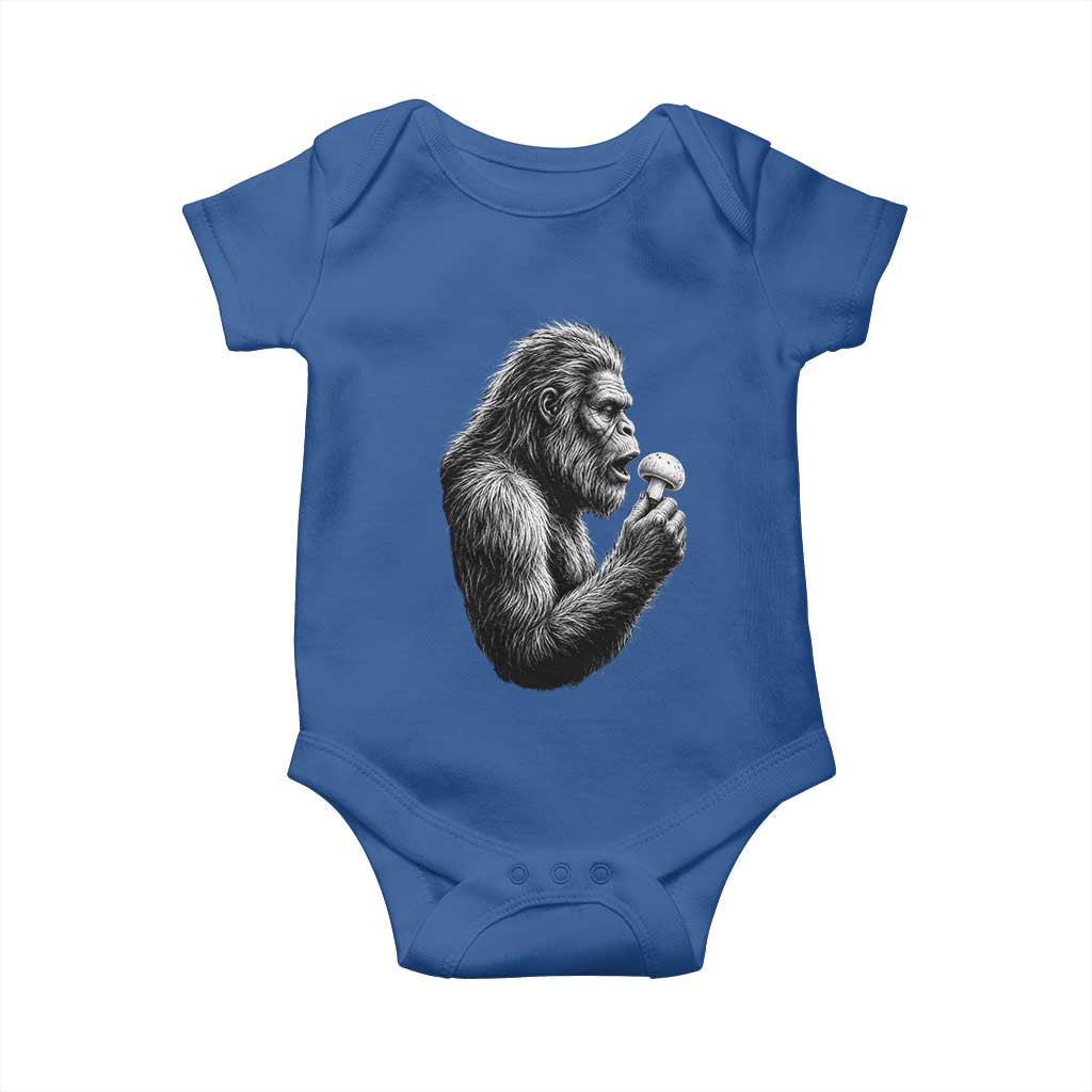 Bigfoot Mushroom Baby Onesie Vintage Sasquatch Art Mystical Nature Lover Retro
