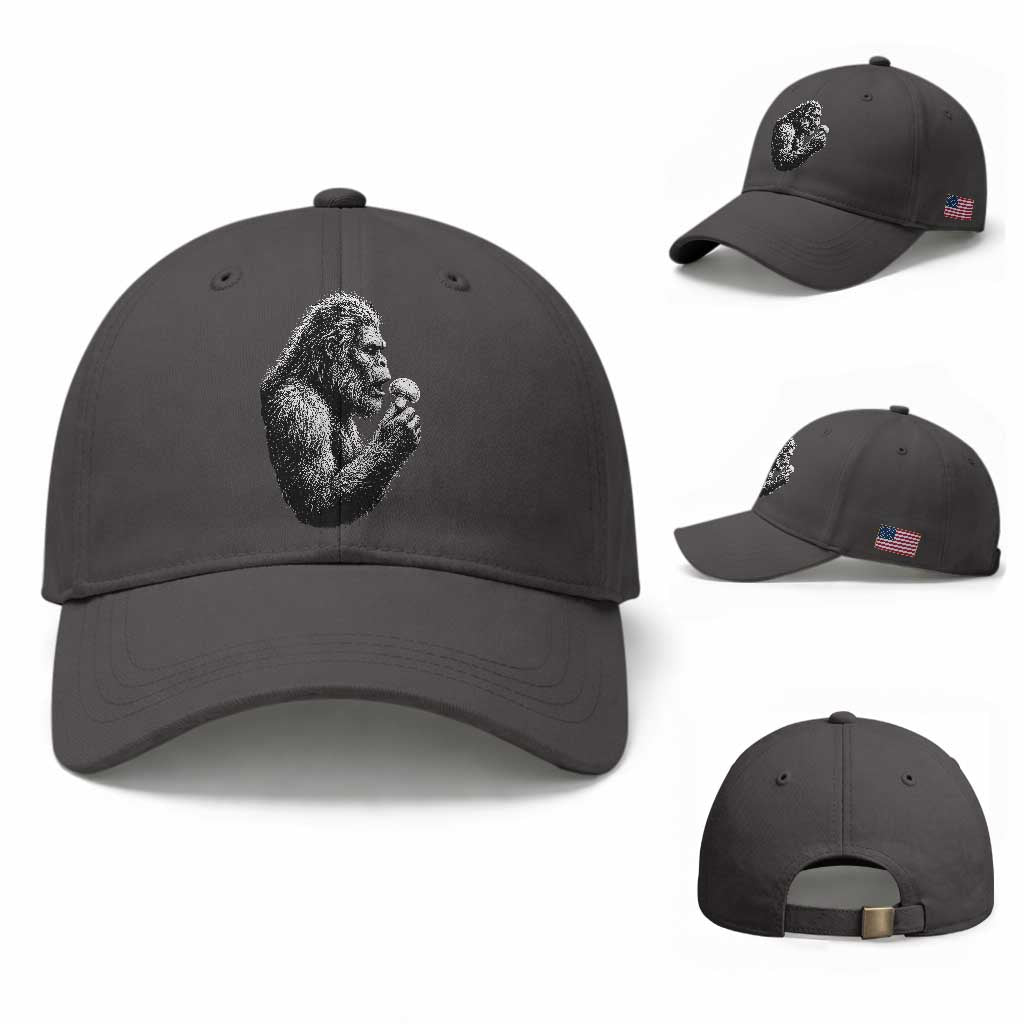 Bigfoot Mushroom Baseball Cap Vintage Sasquatch Art Mystical Nature Lover Retro