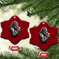 Bigfoot Mushroom Ceramic Ornament Vintage Sasquatch Art Mystical Nature Lover Retro