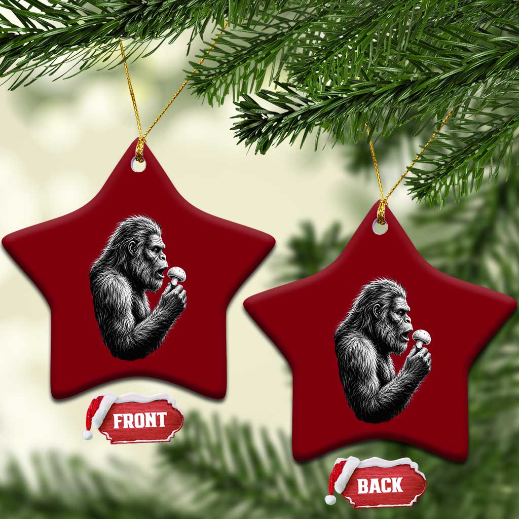 Bigfoot Mushroom Ceramic Ornament Vintage Sasquatch Art Mystical Nature Lover Retro