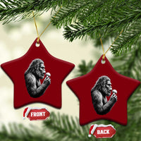 Bigfoot Mushroom Ceramic Ornament Vintage Sasquatch Art Mystical Nature Lover Retro