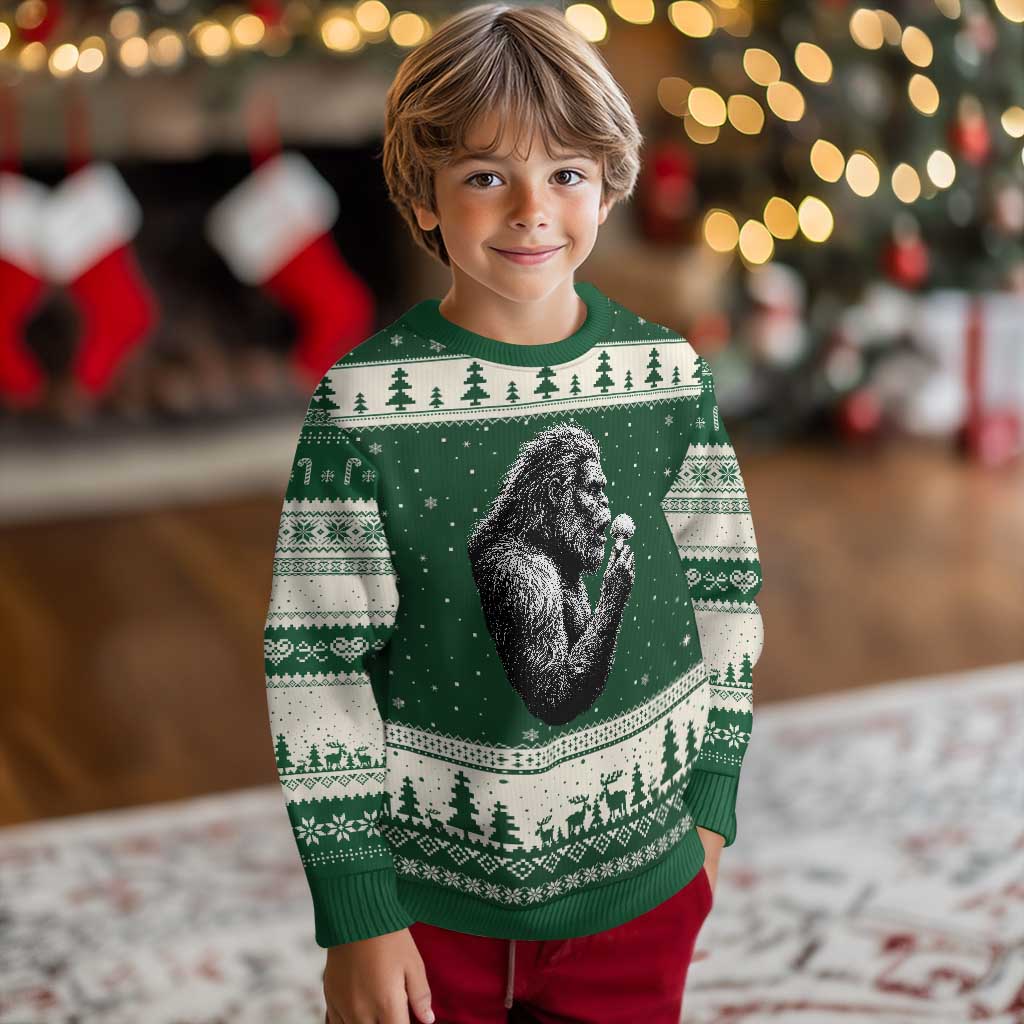 Bigfoot Mushroom Ugly Christmas Sweater Vintage Sasquatch Art Mystical Nature Lover Retro