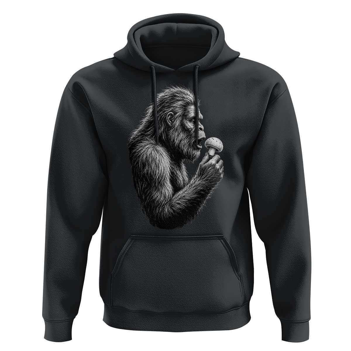 Bigfoot Mushroom Hoodie Vintage Sasquatch Art Mystical Nature Lover Retro