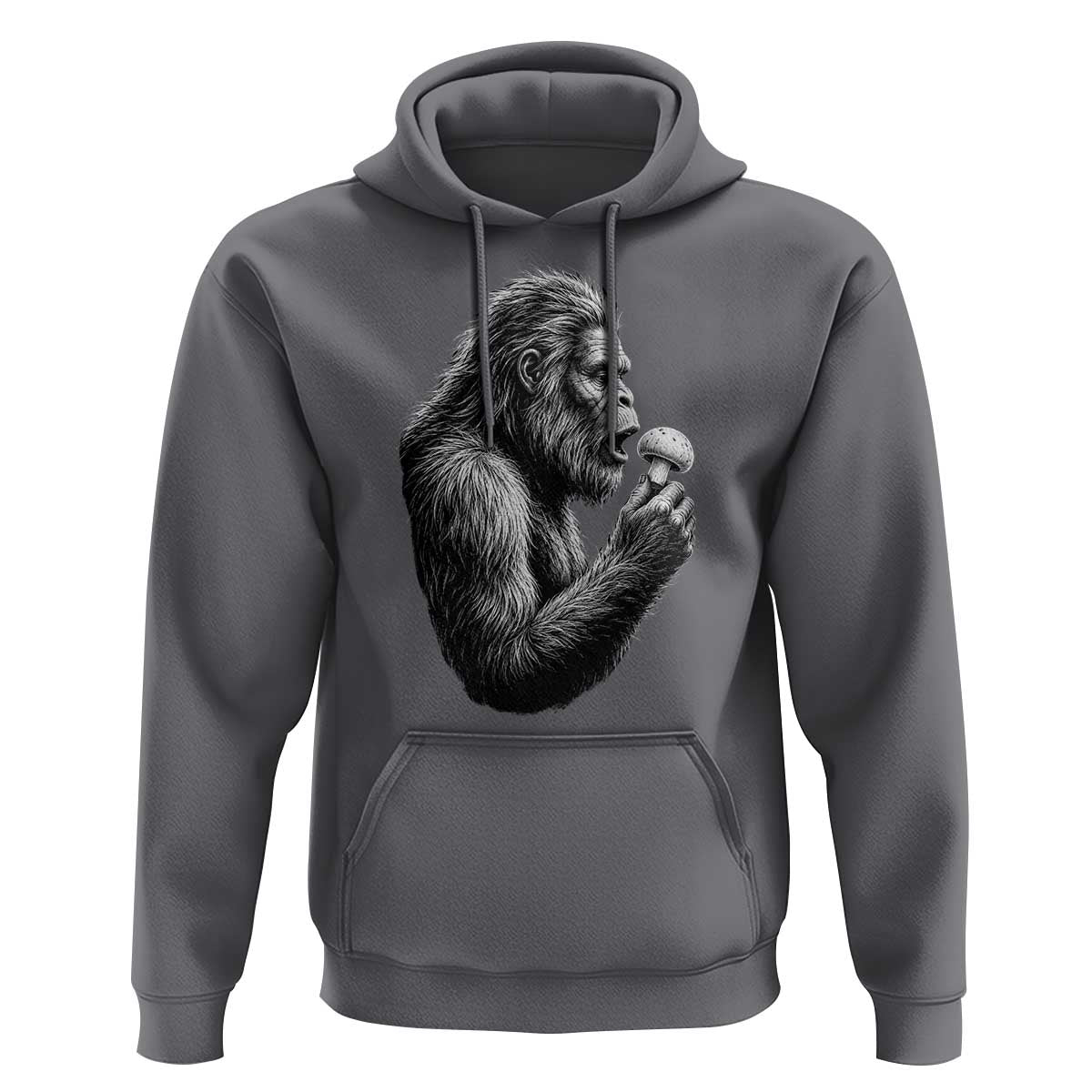 Bigfoot Mushroom Hoodie Vintage Sasquatch Art Mystical Nature Lover Retro