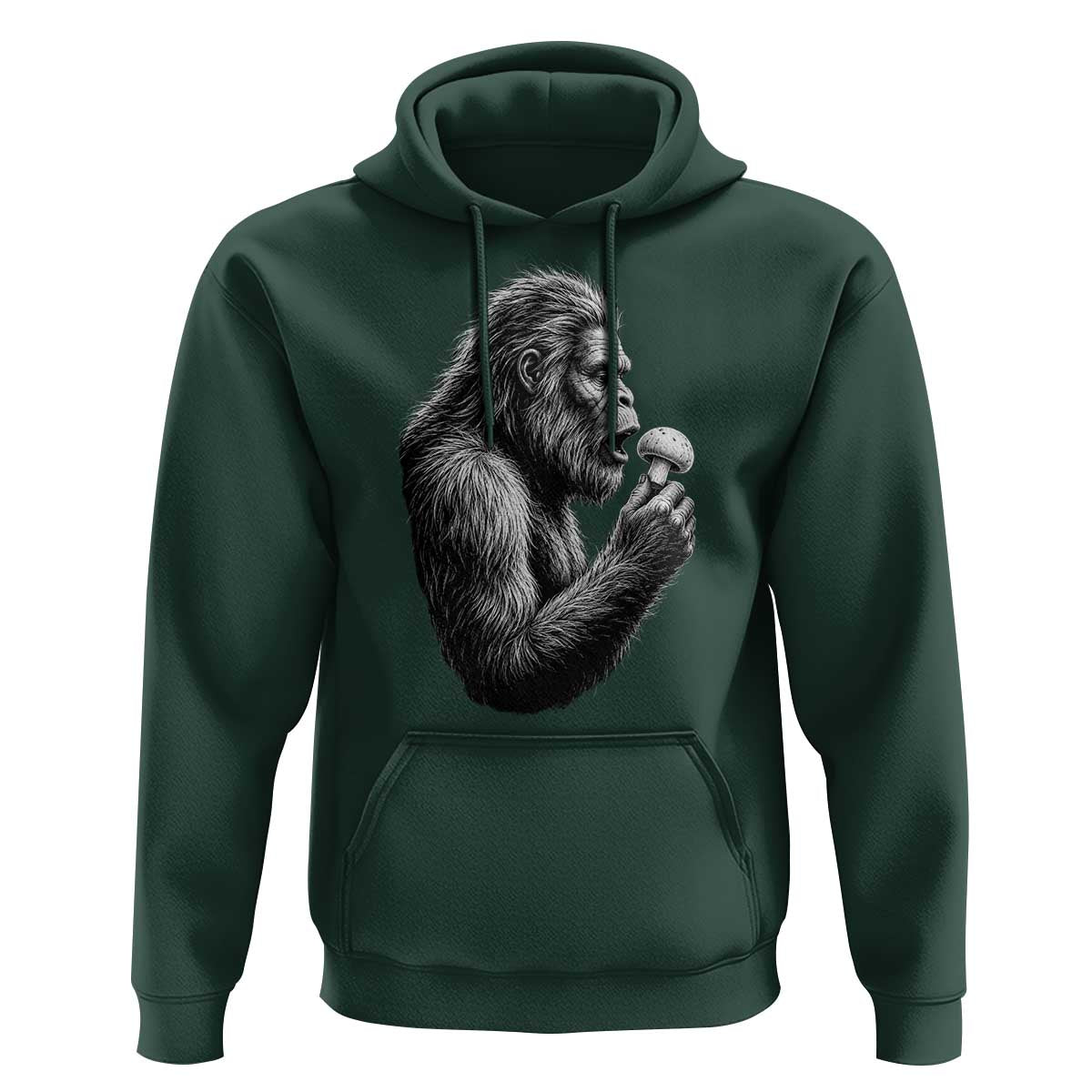 Bigfoot Mushroom Hoodie Vintage Sasquatch Art Mystical Nature Lover Retro