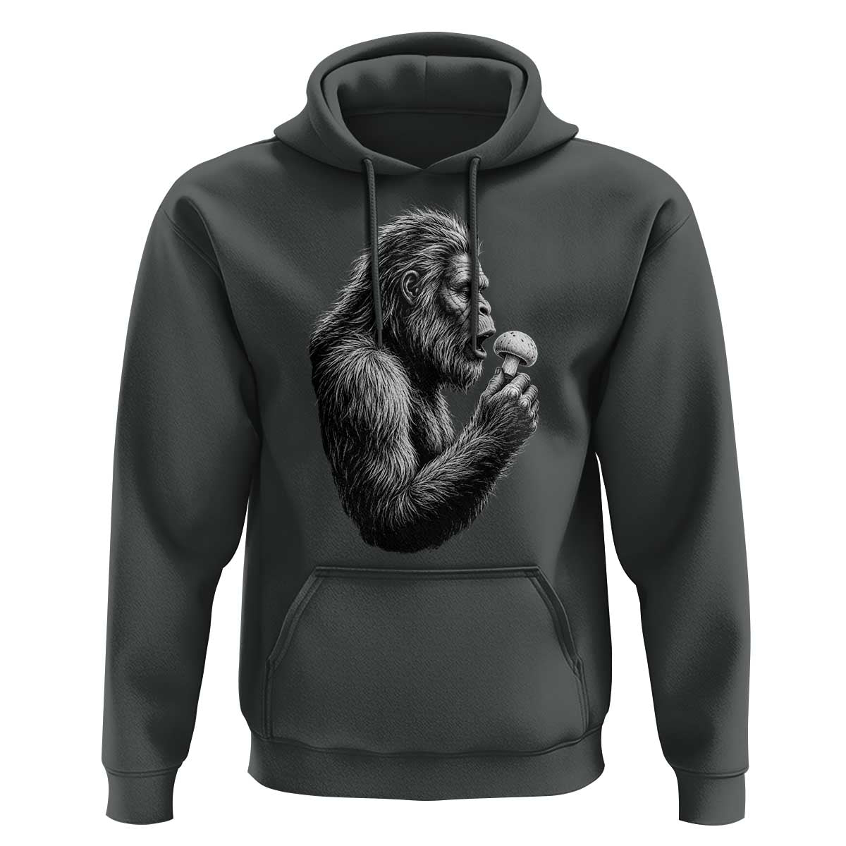 Bigfoot Mushroom Hoodie Vintage Sasquatch Art Mystical Nature Lover Retro
