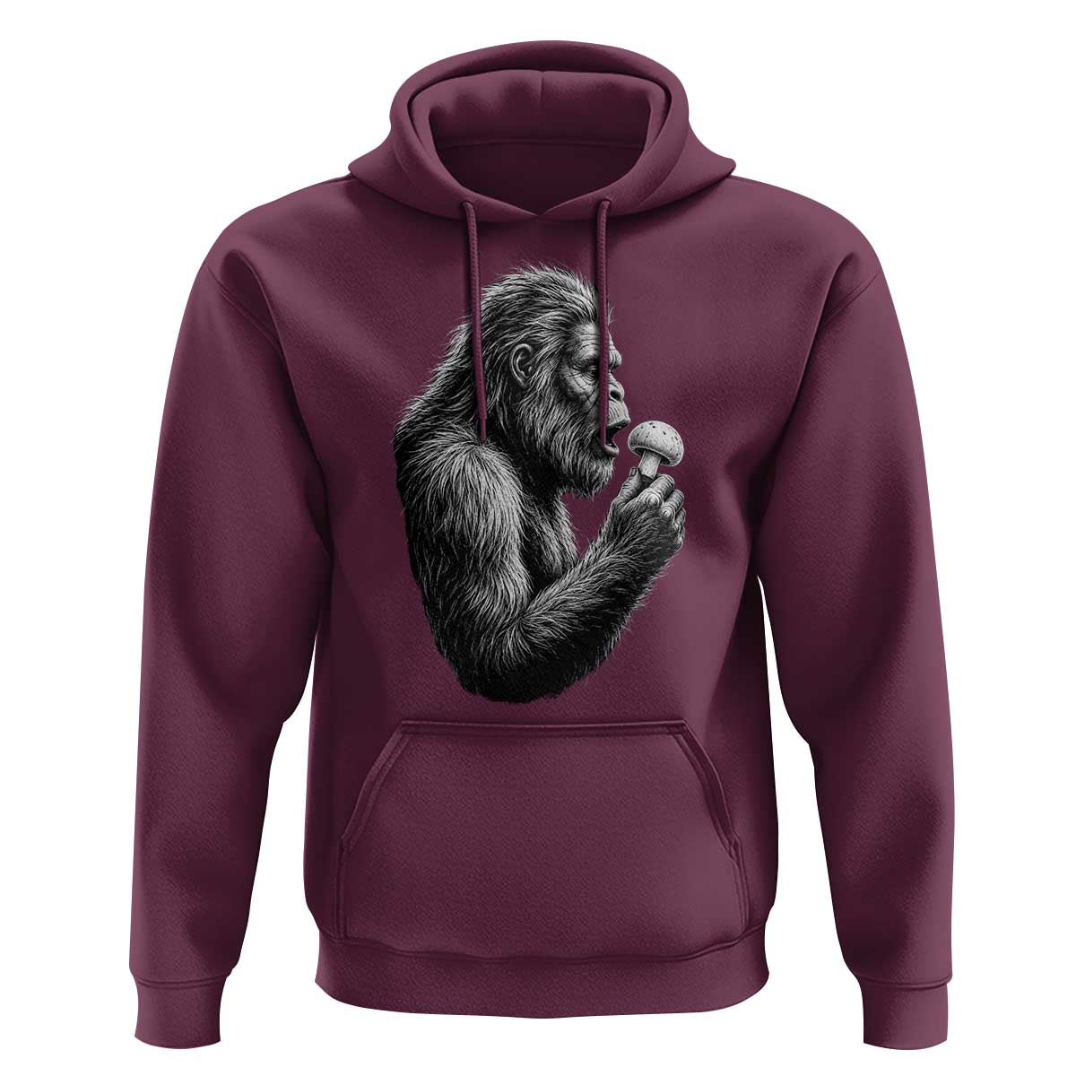 Bigfoot Mushroom Hoodie Vintage Sasquatch Art Mystical Nature Lover Retro