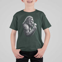 Bigfoot Mushroom T Shirt For Kid Vintage Sasquatch Art Mystical Nature Lover Retro