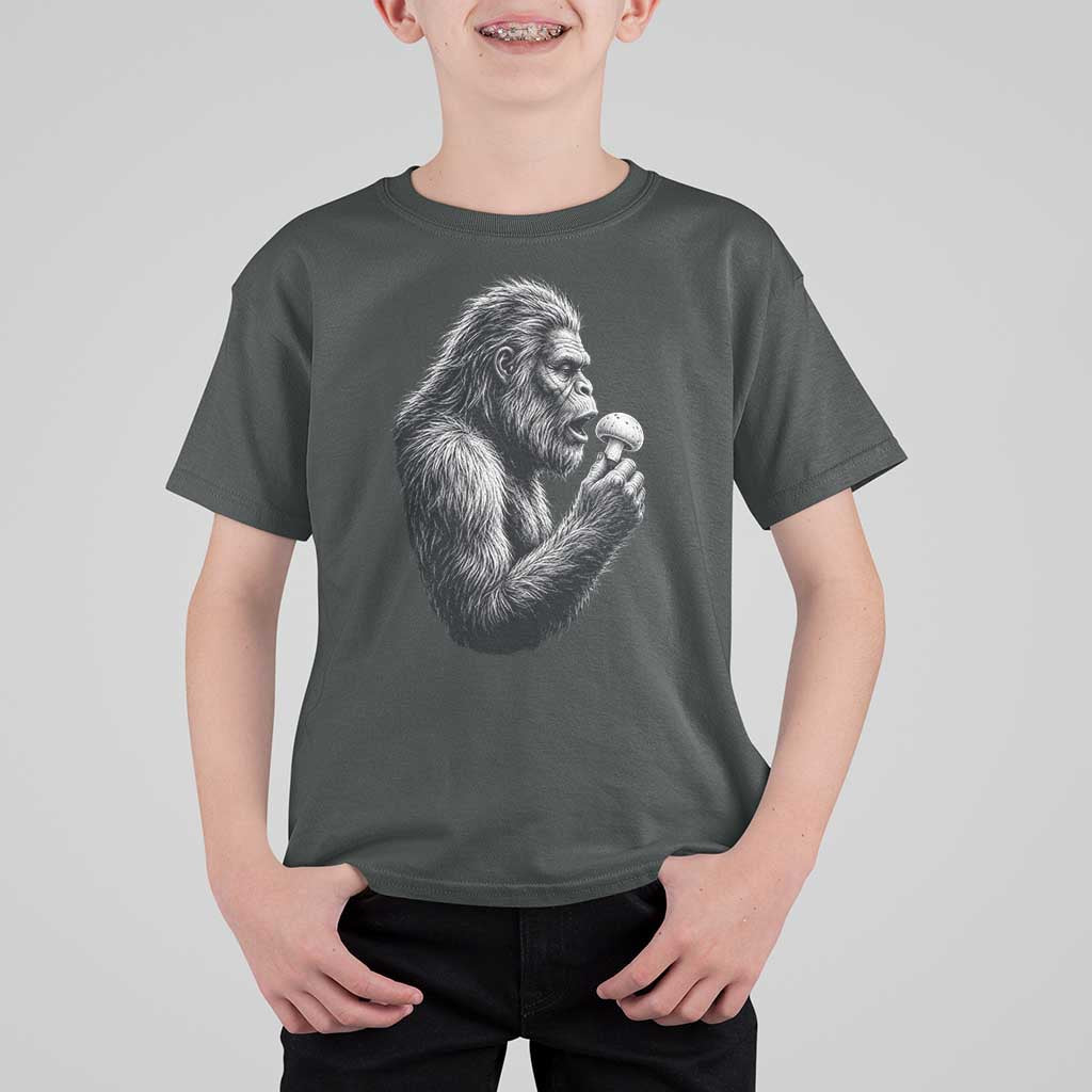 Bigfoot Mushroom T Shirt For Kid Vintage Sasquatch Art Mystical Nature Lover Retro