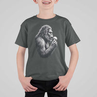 Bigfoot Mushroom T Shirt For Kid Vintage Sasquatch Art Mystical Nature Lover Retro