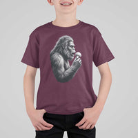 Bigfoot Mushroom T Shirt For Kid Vintage Sasquatch Art Mystical Nature Lover Retro
