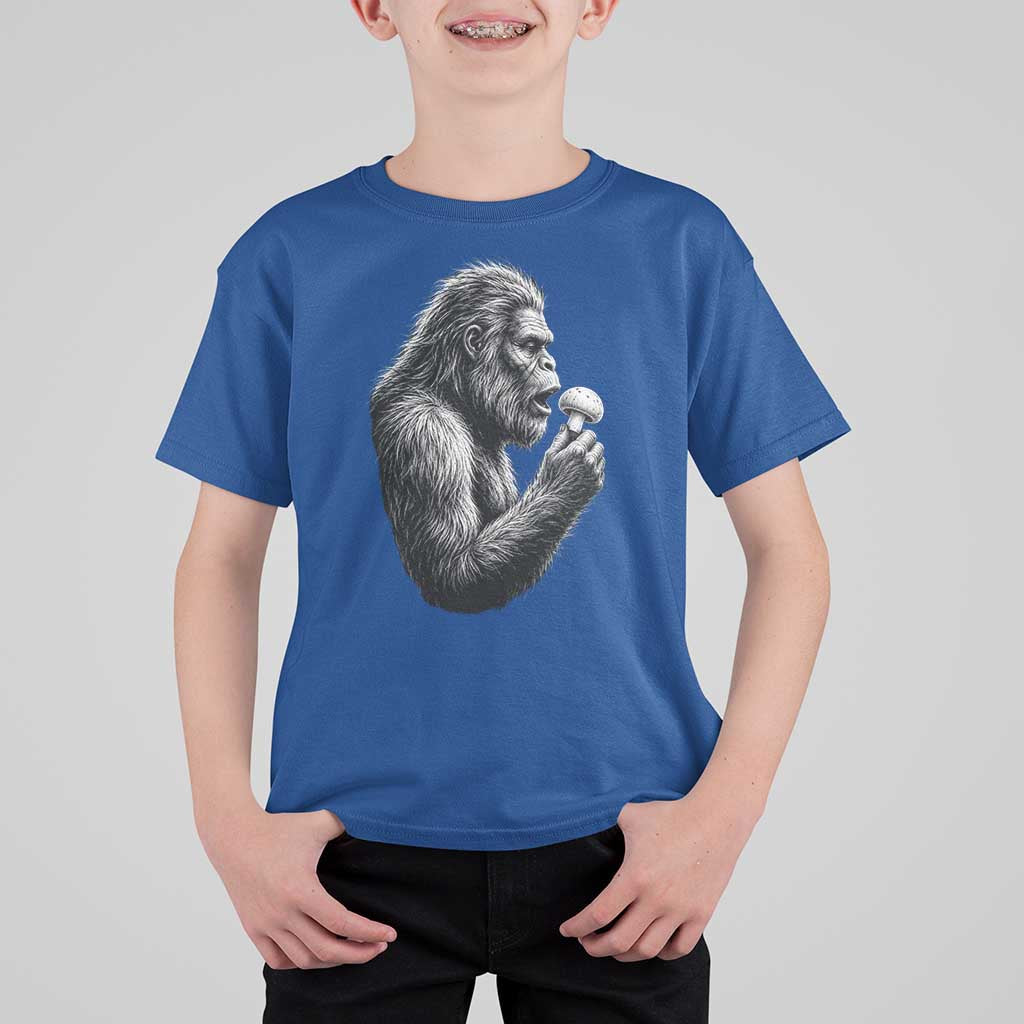 Bigfoot Mushroom T Shirt For Kid Vintage Sasquatch Art Mystical Nature Lover Retro