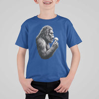 Bigfoot Mushroom T Shirt For Kid Vintage Sasquatch Art Mystical Nature Lover Retro