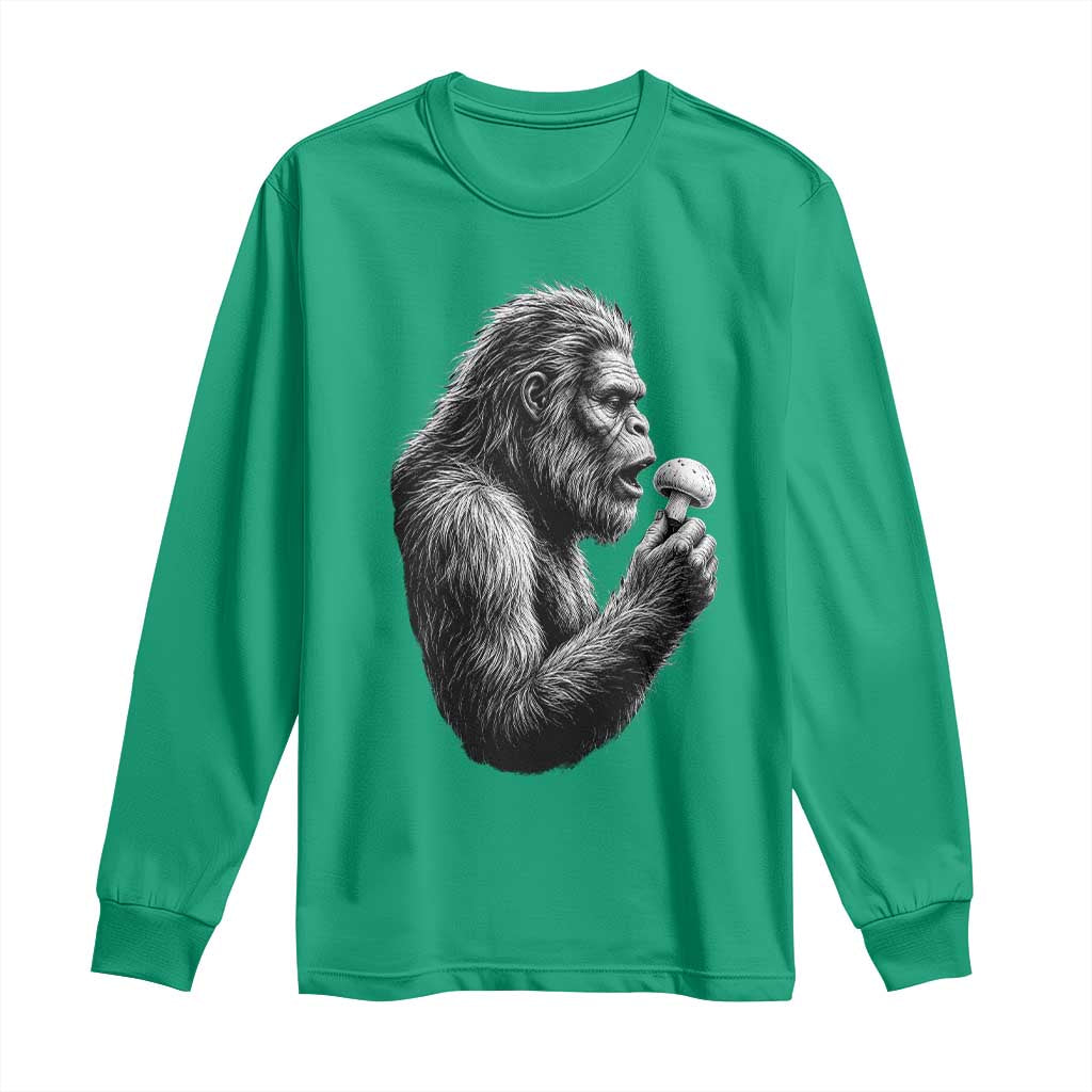Bigfoot Mushroom Long Sleeve Shirt Vintage Sasquatch Art Mystical Nature Lover Retro