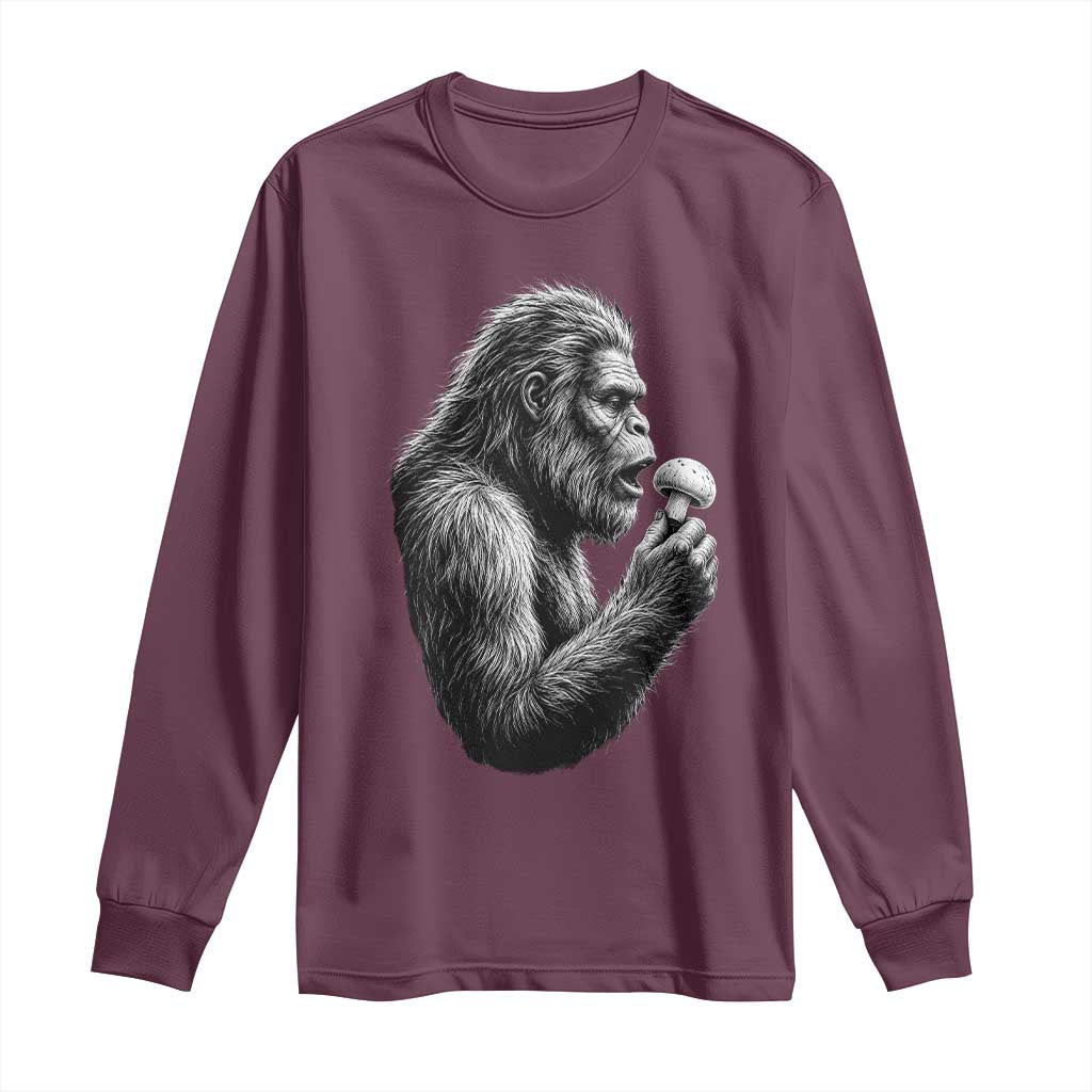 Bigfoot Mushroom Long Sleeve Shirt Vintage Sasquatch Art Mystical Nature Lover Retro
