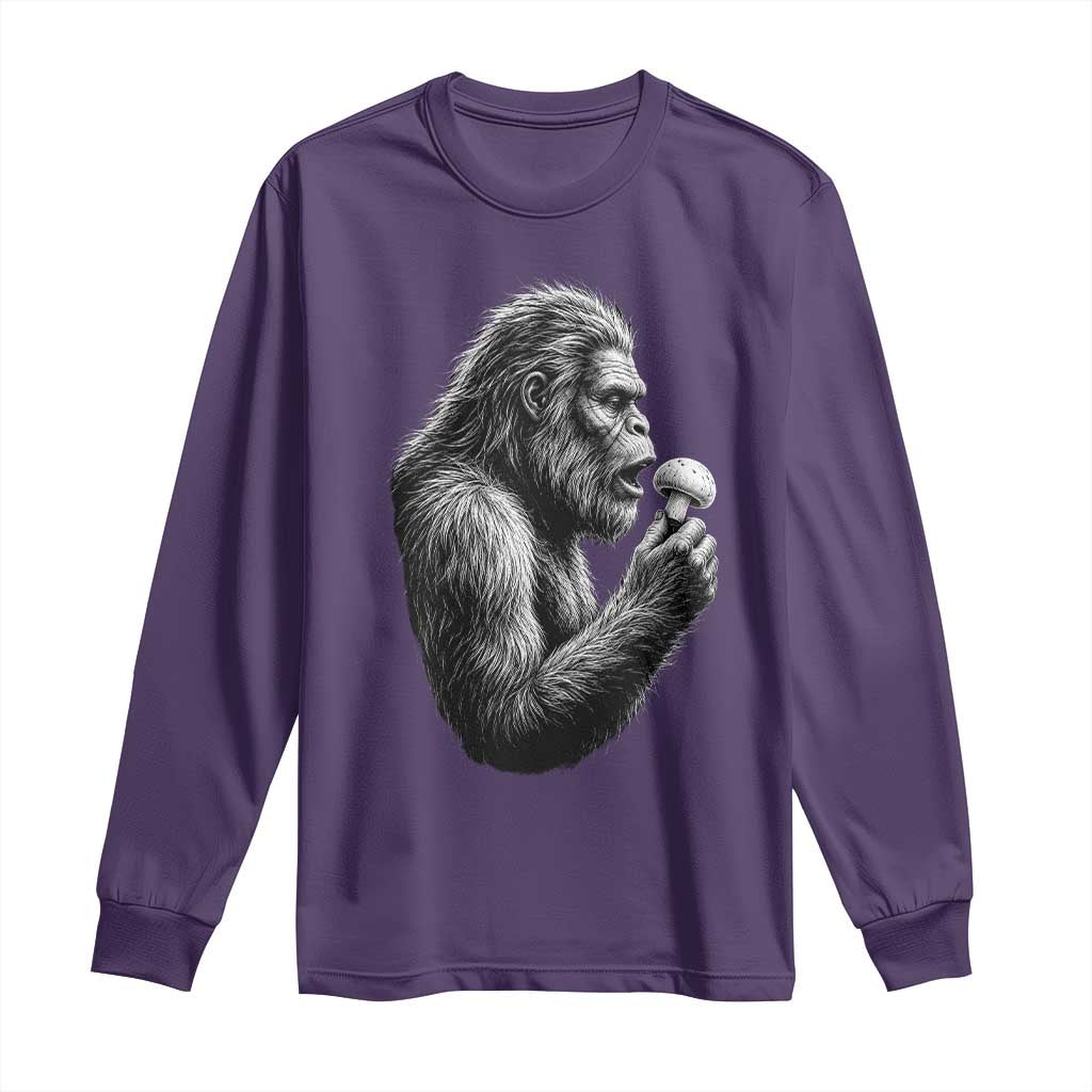 Bigfoot Mushroom Long Sleeve Shirt Vintage Sasquatch Art Mystical Nature Lover Retro