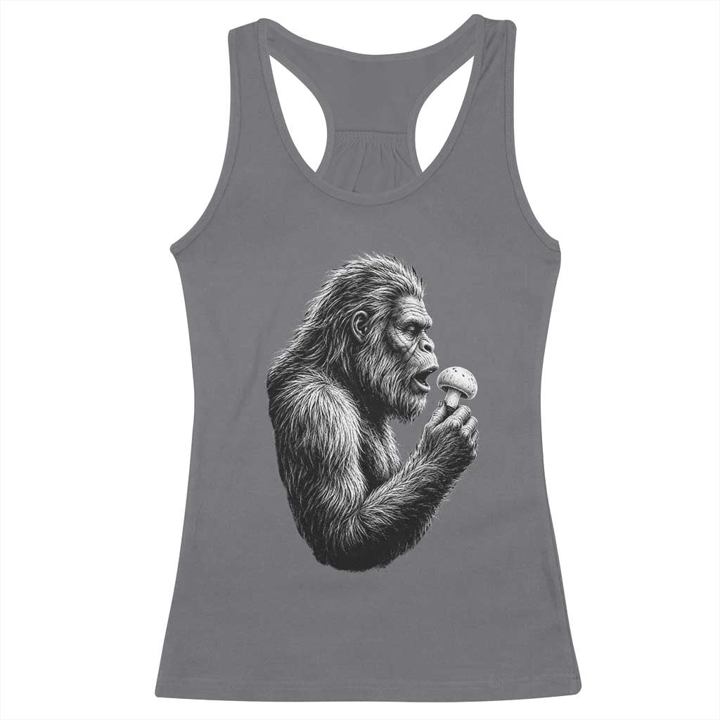 Bigfoot Mushroom Racerback Tank Top Vintage Sasquatch Art Mystical Nature Lover Retro