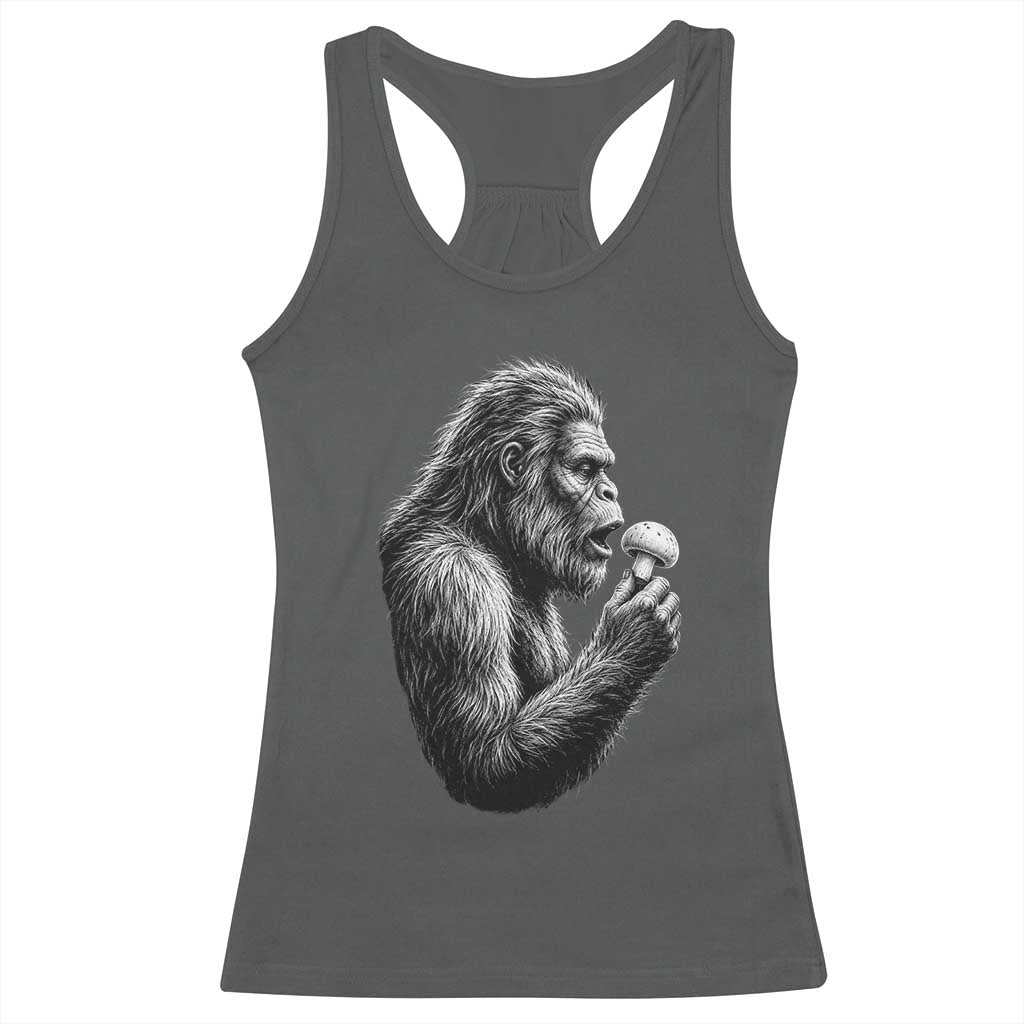 Bigfoot Mushroom Racerback Tank Top Vintage Sasquatch Art Mystical Nature Lover Retro