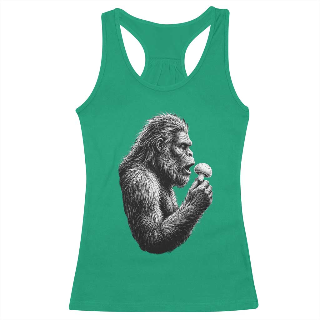 Bigfoot Mushroom Racerback Tank Top Vintage Sasquatch Art Mystical Nature Lover Retro