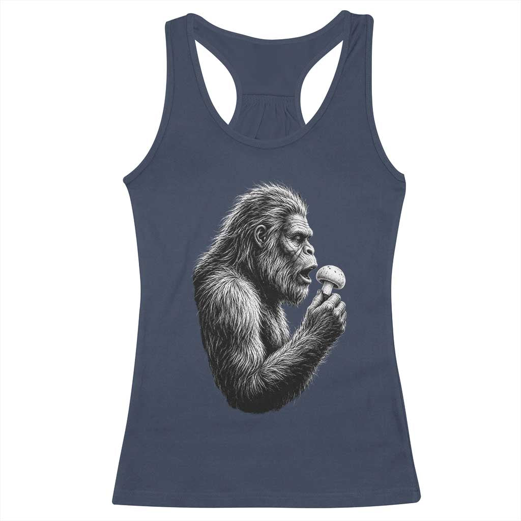Bigfoot Mushroom Racerback Tank Top Vintage Sasquatch Art Mystical Nature Lover Retro