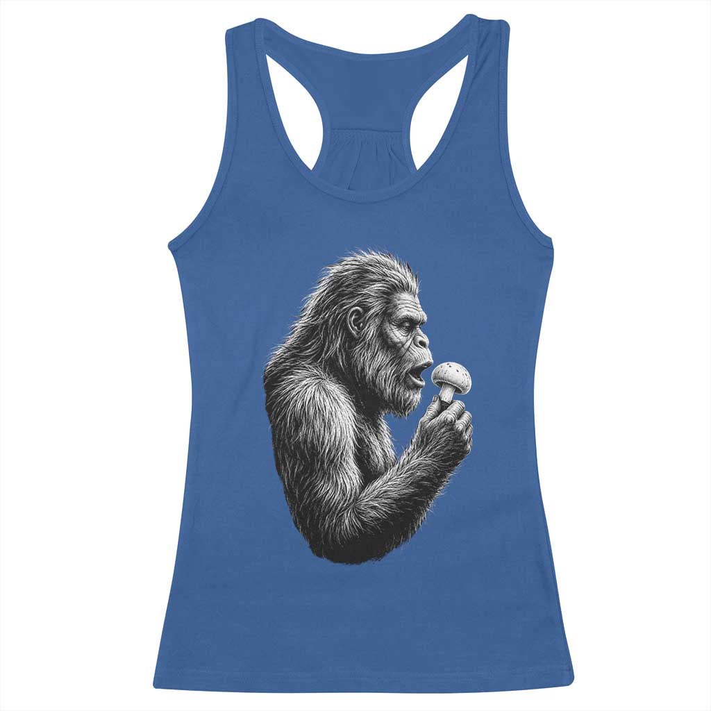 Bigfoot Mushroom Racerback Tank Top Vintage Sasquatch Art Mystical Nature Lover Retro