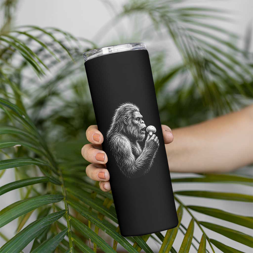 Bigfoot Mushroom Skinny Tumbler Vintage Sasquatch Art Mystical Nature Lover Retro