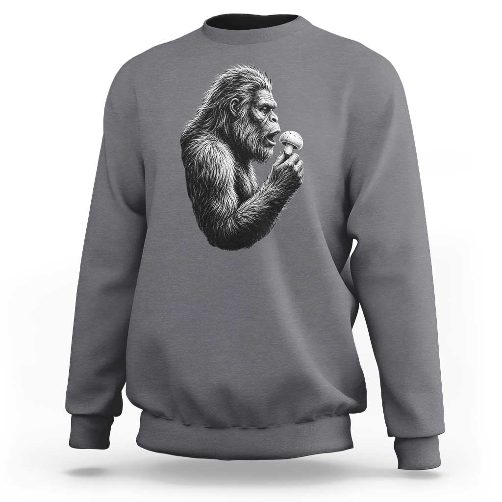 Bigfoot Mushroom Sweatshirt Vintage Sasquatch Art Mystical Nature Lover Retro