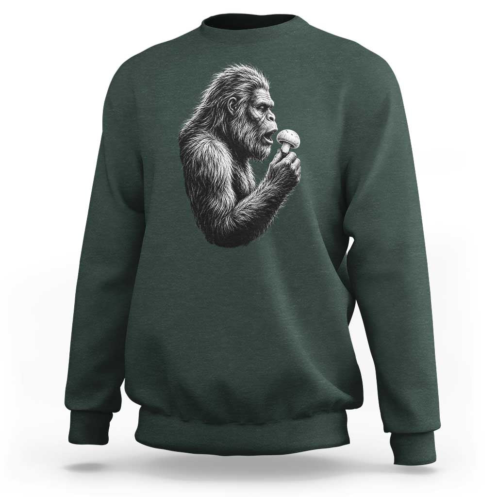 Bigfoot Mushroom Sweatshirt Vintage Sasquatch Art Mystical Nature Lover Retro