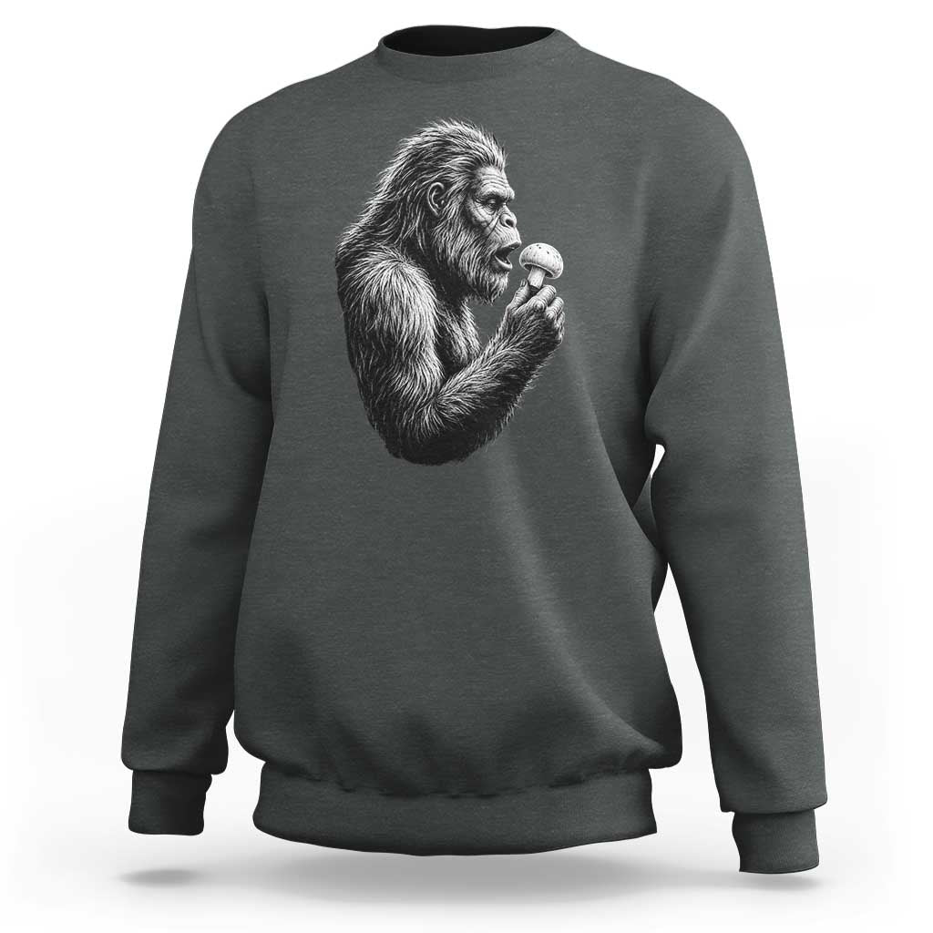 Bigfoot Mushroom Sweatshirt Vintage Sasquatch Art Mystical Nature Lover Retro
