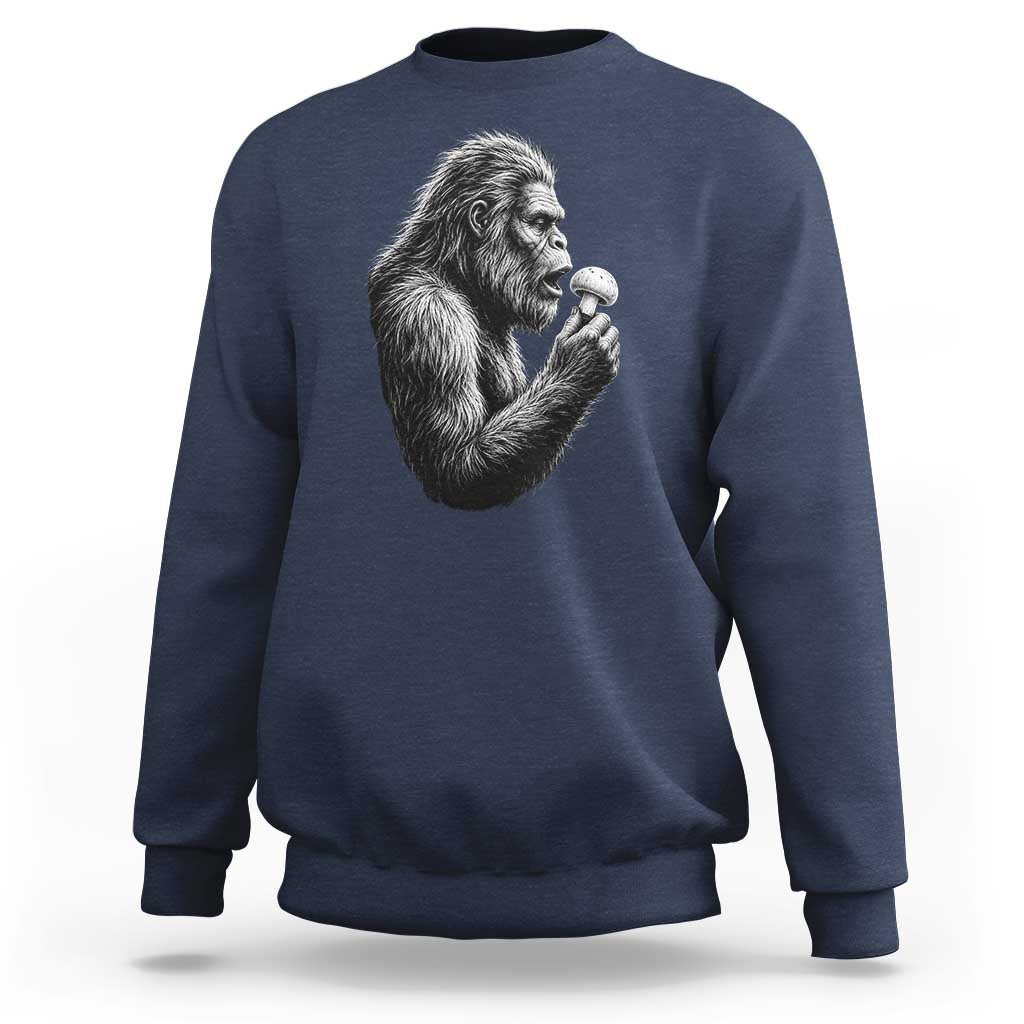 Bigfoot Mushroom Sweatshirt Vintage Sasquatch Art Mystical Nature Lover Retro