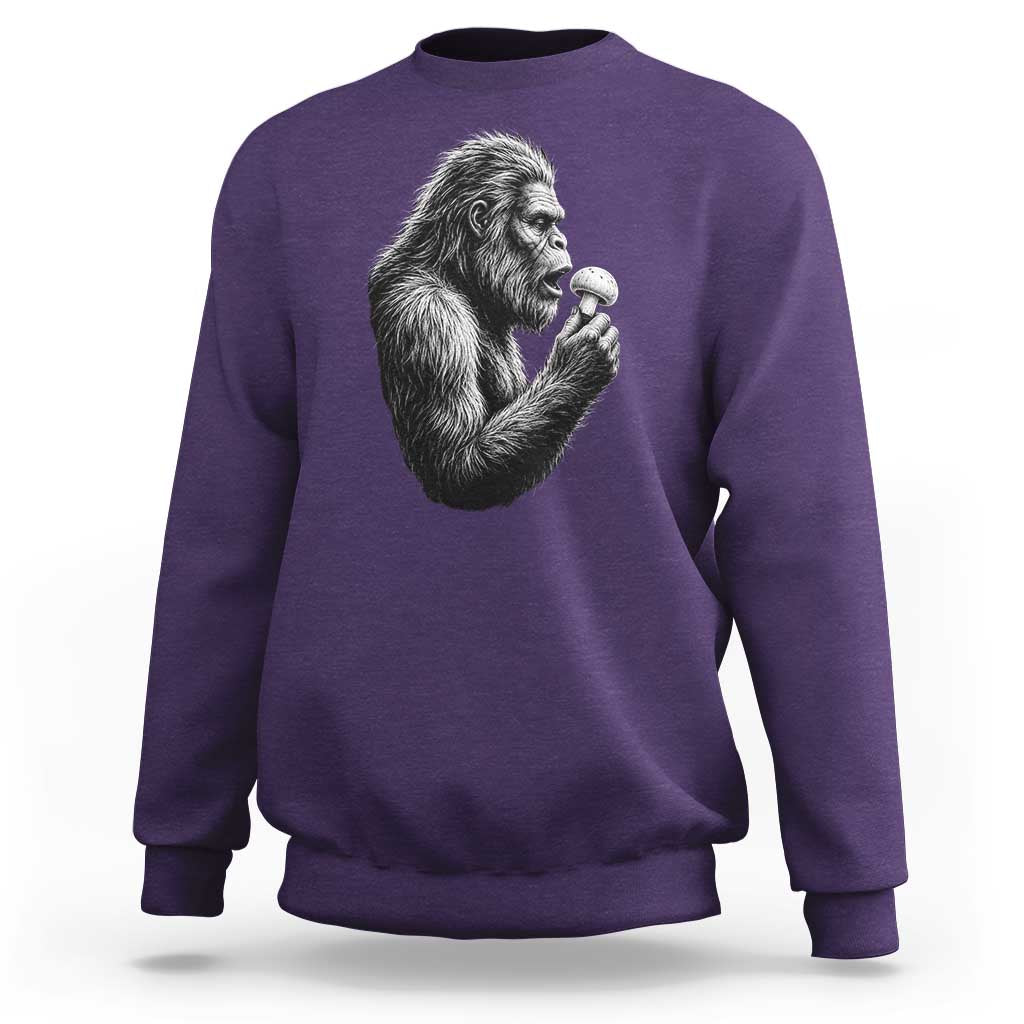 Bigfoot Mushroom Sweatshirt Vintage Sasquatch Art Mystical Nature Lover Retro