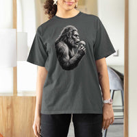 Bigfoot Mushroom T Shirt For Women Vintage Sasquatch Art Mystical Nature Lover Retro