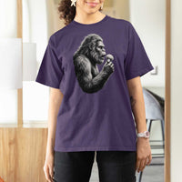 Bigfoot Mushroom T Shirt For Women Vintage Sasquatch Art Mystical Nature Lover Retro