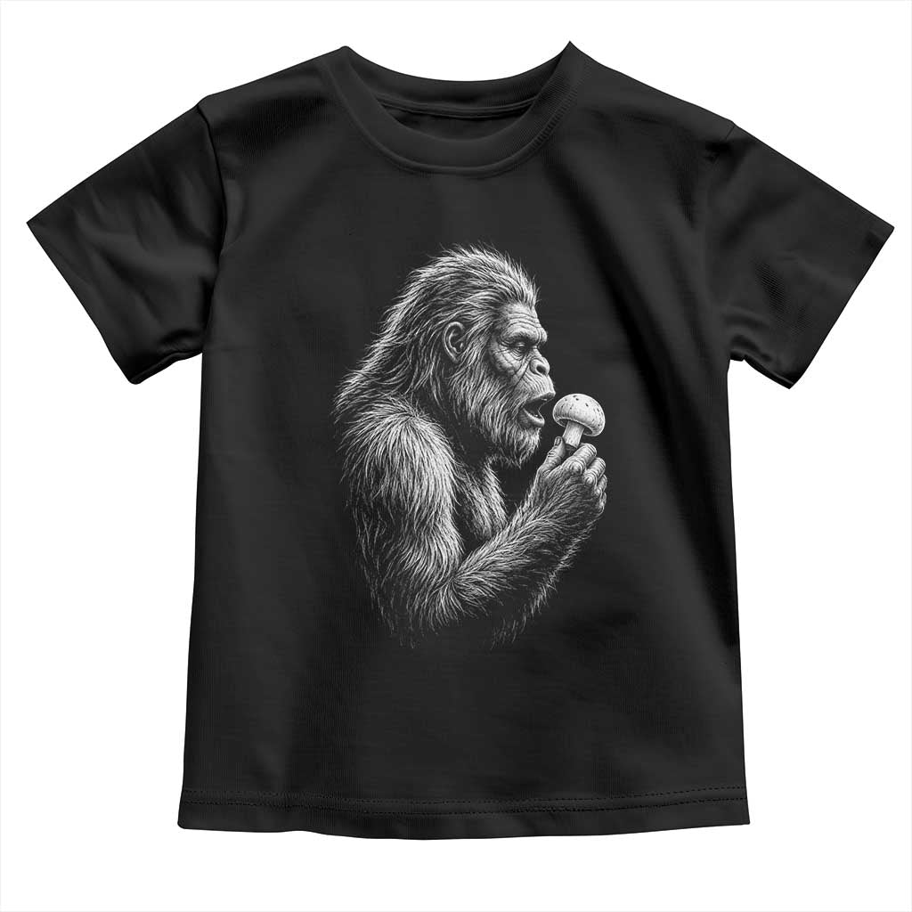 Bigfoot Mushroom Toddler T Shirt Vintage Sasquatch Art Mystical Nature Lover Retro