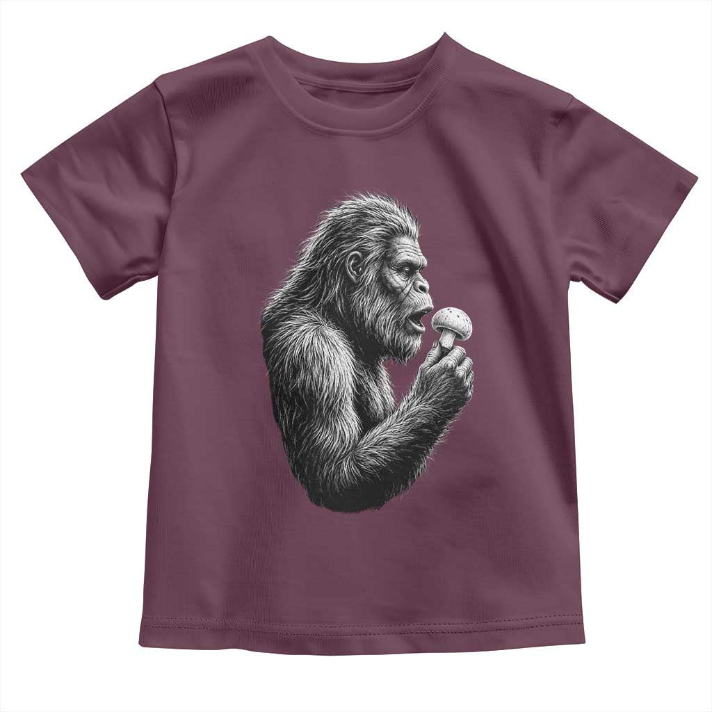 Bigfoot Mushroom Toddler T Shirt Vintage Sasquatch Art Mystical Nature Lover Retro