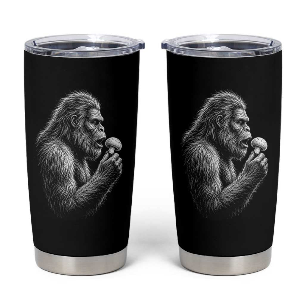 Bigfoot Mushroom Tumbler Cup Vintage Sasquatch Art Mystical Nature Lover Retro