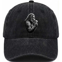 Bigfoot Mushroom Washed Cotton Baseball Cap Vintage Sasquatch Art Mystical Nature Lover Retro