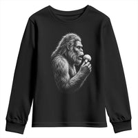 Bigfoot Mushroom Youth Sweatshirt Vintage Sasquatch Art Mystical Nature Lover Retro